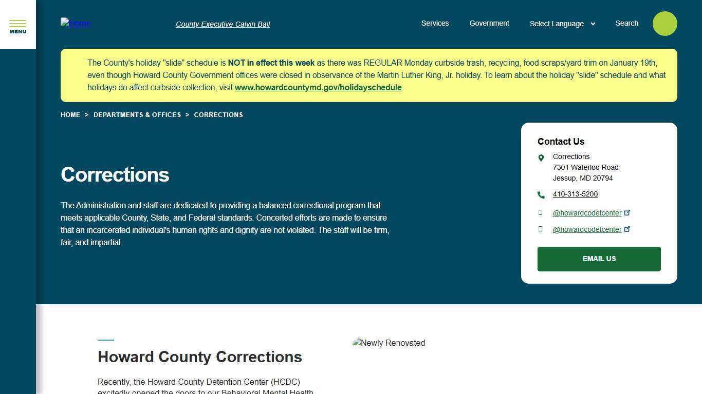 Corrections Howard County