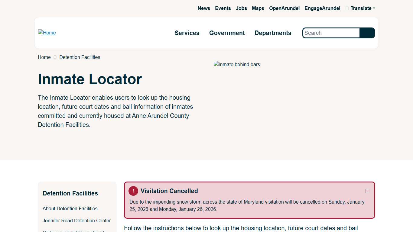 Inmate Locator Anne Arundel County Government
